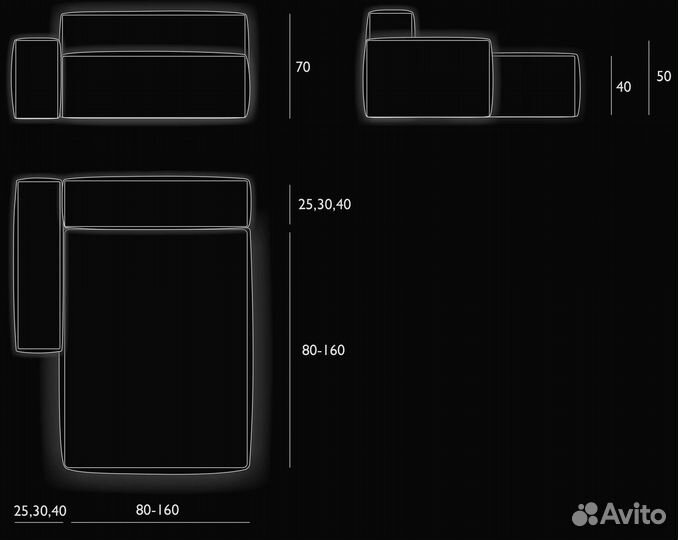 Диван со спальным местом 4400х1800 мм