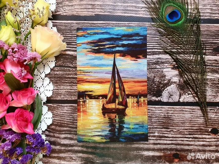 Сейф-книга под шёлк Парусник на закате