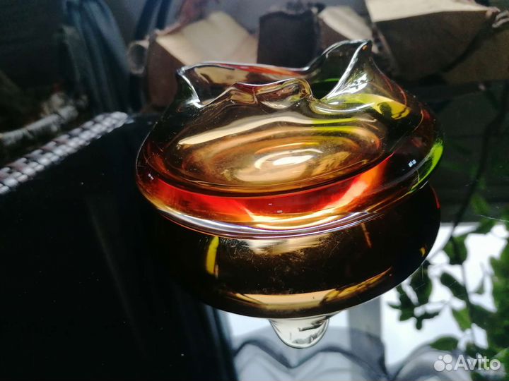 Пепельница цветное стекло Богемия