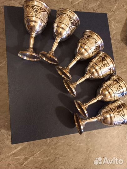 Набор серебряных рюмок 875-й пробы, Кубачи,288 гр