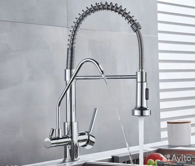 Смеситель для кухни с фильтром сатин аэратор