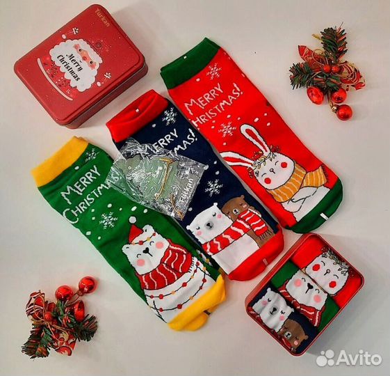 Набор высоких новогодних носков 3 пары