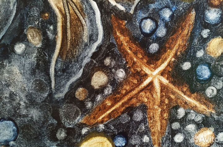 Картина маслом на холсте с рыбкой