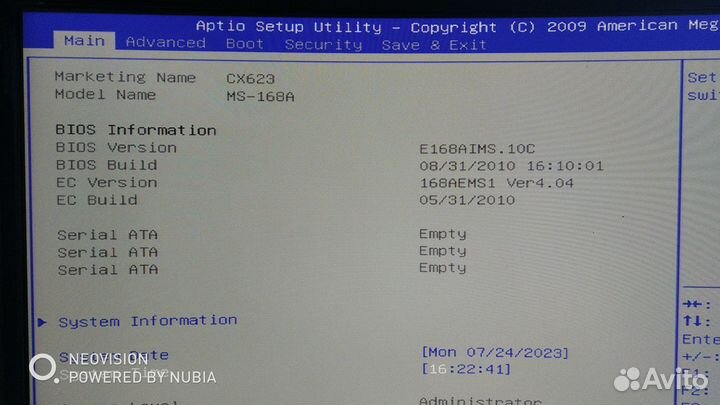 Материнская плата MSI MS-168A. Ноут MSI CX623