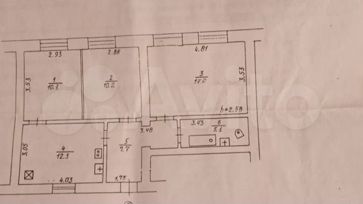 3-к. квартира, 62,6 м², 1/2 эт.