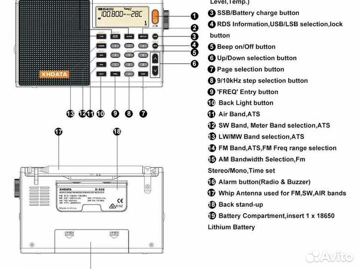 Всеволновый радиоприемник XHdata D-808 новые