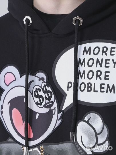 Худи хлопковое с принтом Philipp Plein