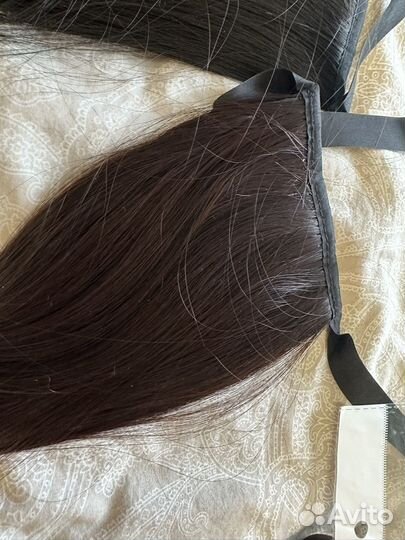 Хвост шиньон для волос каштаново-коричневый