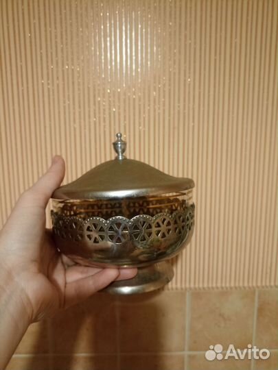 Конфетница мельхиор/золото СССР