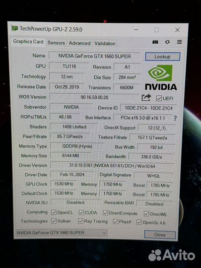 Видеокарта Gtx 1660 Super