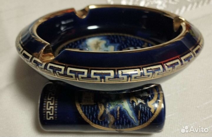 Пепельница фарфоровая кобальт