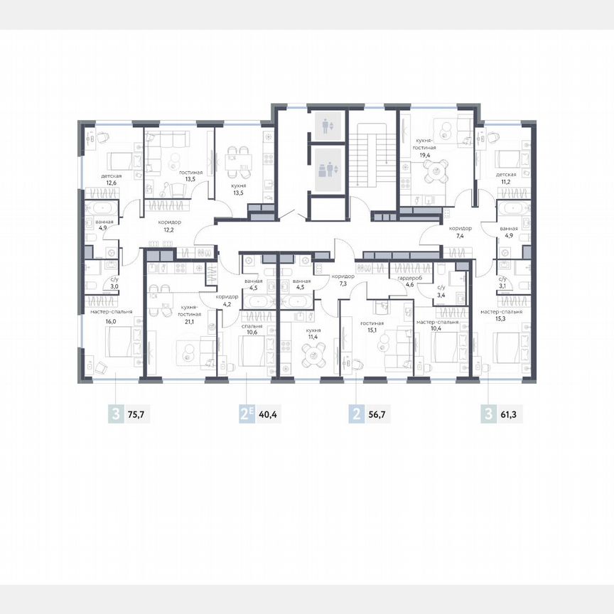 3-к. квартира, 74,9 м², 2/25 эт.