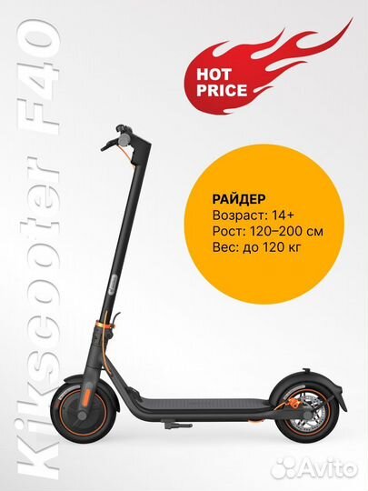 Электросамокат Ninebot KickScooter F40, до 120 кг