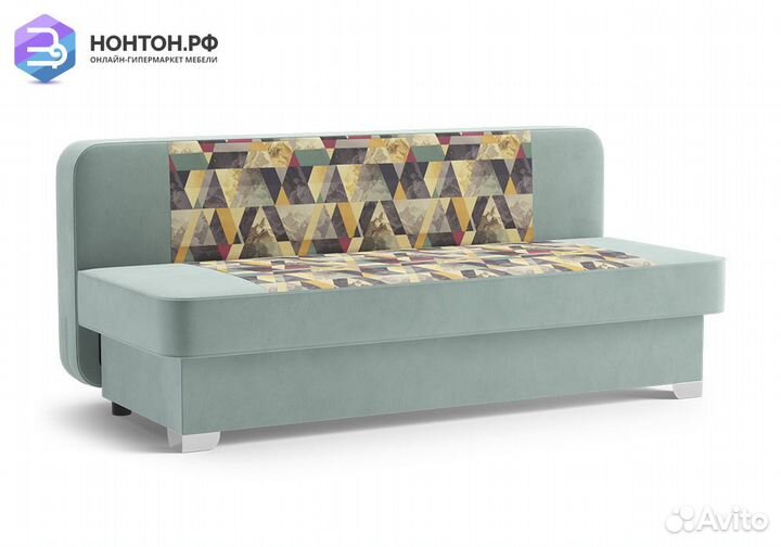 Диван еврокнижка Арвен бирюзовый / принт Snow Aqva
