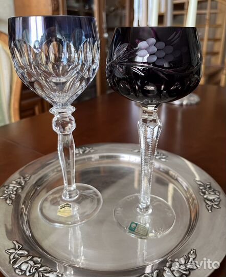 Бокалы цветной хрусталь, винтаж, Германия