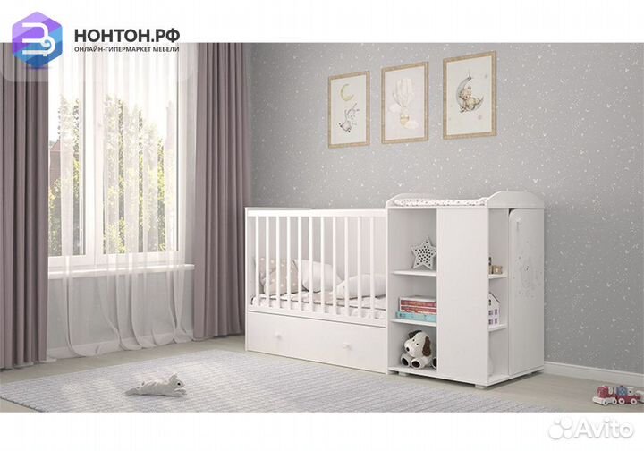 Кроватка-трансформер с комодом French 800 Teddy бе