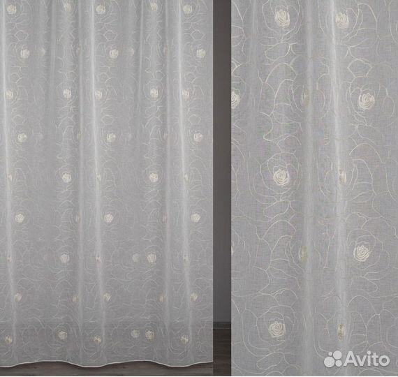 Тюль-вуаль на метраж Лен -Вышивка.Турция