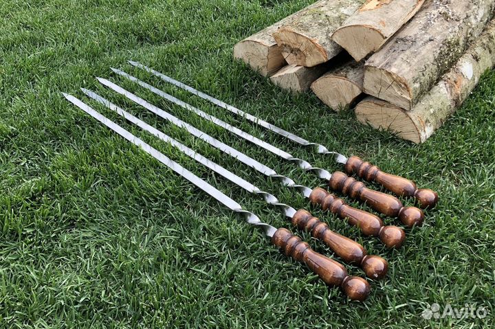 Шампура с деревянной ручкой, шампура люля кебаб