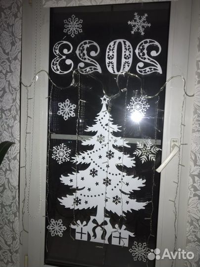 Новогодние украшения на окна (пластик пэт)