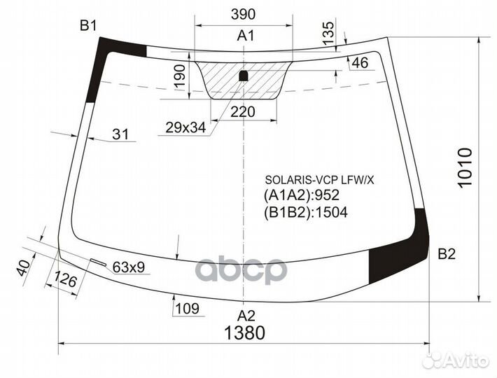 Стекло лобовое (5D HBK/4D SED) Hyundai Solaris