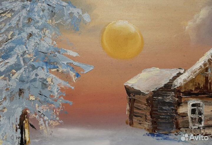 Картина Зимняя, масло/оргалит