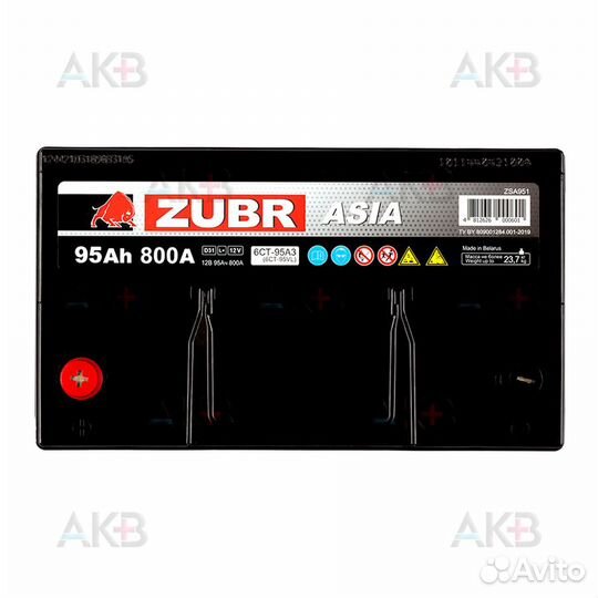 Аккумулятор автомобильный zubr Ultra Asia 95 Ач 82