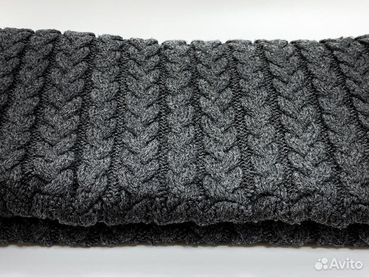 Шарф-снуд шерстяной, вязаный, женский