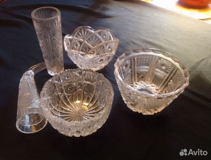 Хрусталь ссср.рюмки, салатники,вазочка