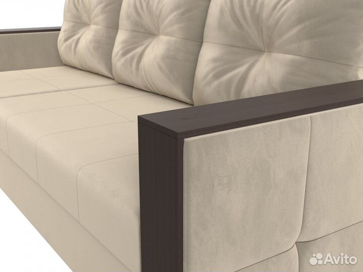 Диван угловой Валенсия Лайт левый угол, микровельвет, бежевый