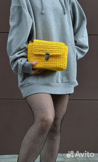 Сумка женская через плечо вязаная,ручная работа