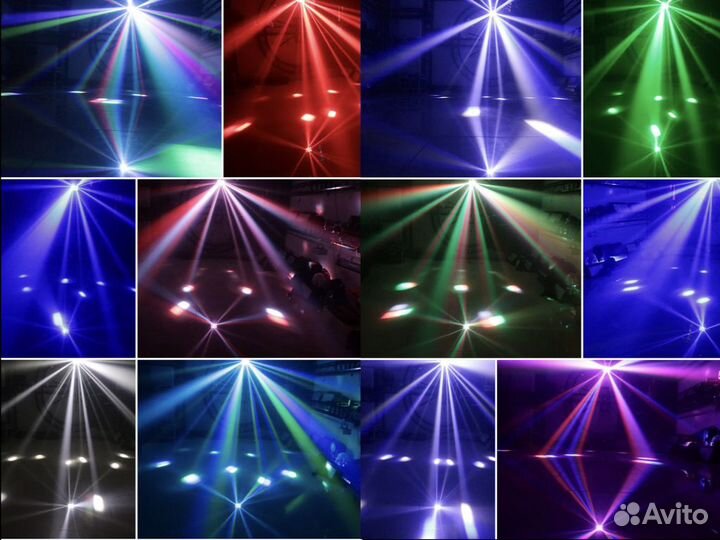 Светомузыка 3в1: бабочка/дерби+лазер+стробоскоп