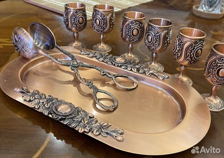 Набор 6 шт рюмок стопок на ножке на подносе