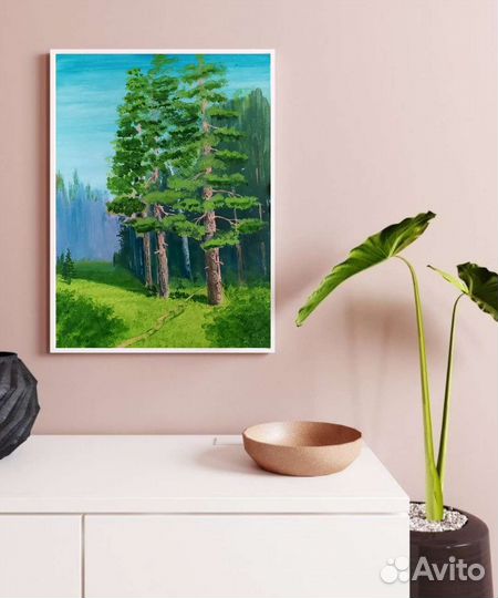Сосновый бор. Интерьерная картина маслом на холсте