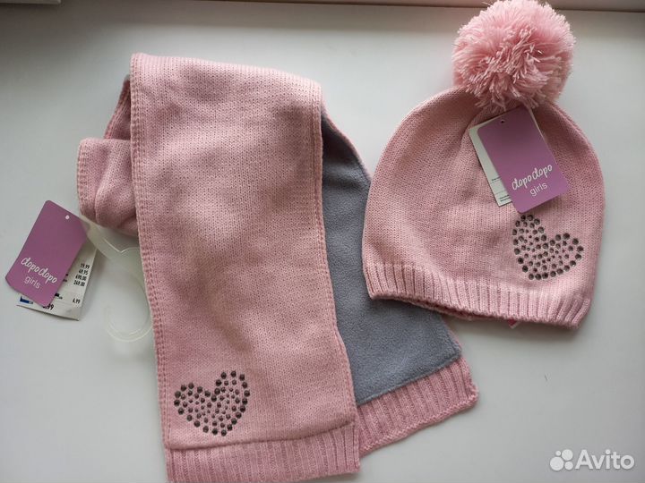 Комплект шапка и шарф демисезон новый на 3-7 лет