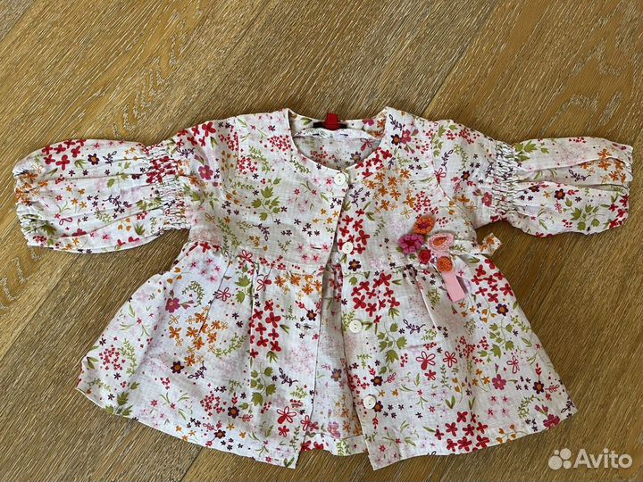 Новая рубашка Catimini, лен+хлопок (9 мес)