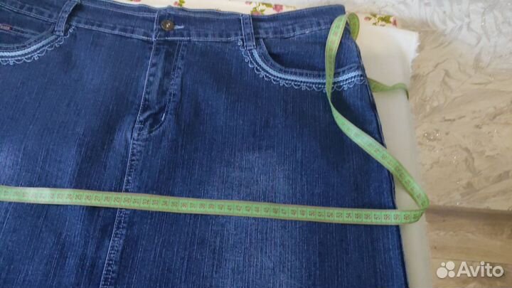 Джинсовая юбка большого размера,58 - 60 р. Стрейч