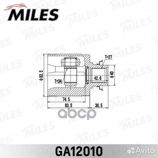 GA12010 ШРУС honda accord CL# 02-08 внутр.прав