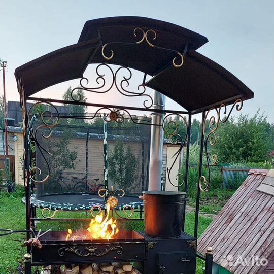 Мангал с печью под казан