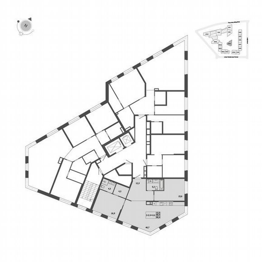 2-к. квартира, 99,4 м², 5/9 эт.