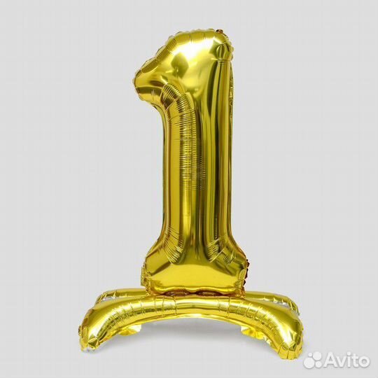 Цифра фольгированная на подставке золото/серебро