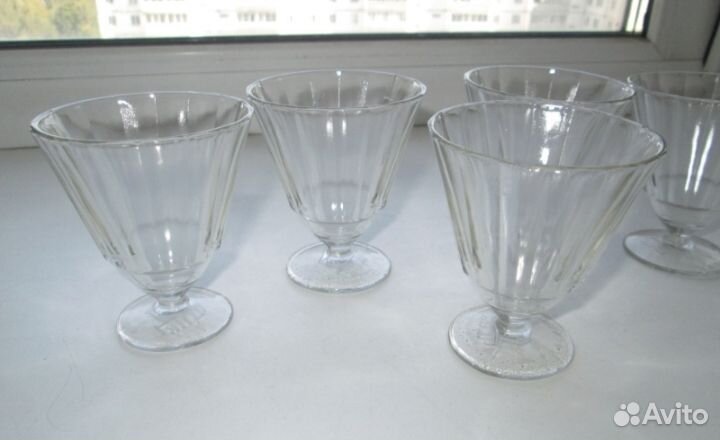 Лафитники-5 шт вместе,h- 7,5 см, 16-ть граней,ссср