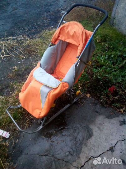 Детские санки коляска с колесами