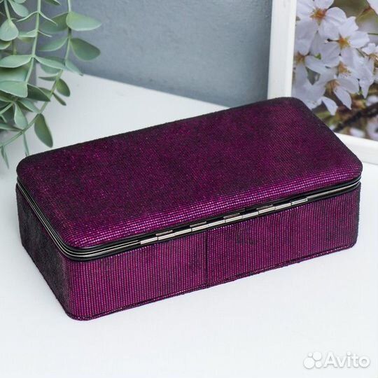 Шкатулка кожзам для украшений 'Мелкие квадратики