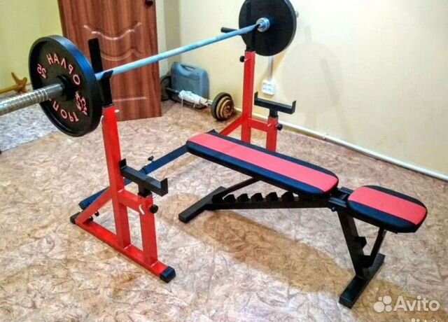 Стойка для штанги, скамья для жима