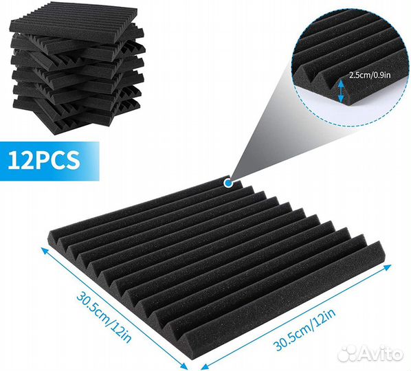 Акустический поролон 30х30см 2.5см