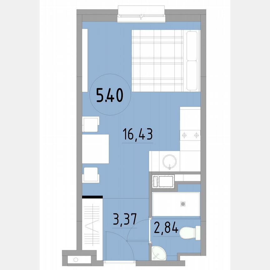 1-к. апартаменты, 22,6 м², 5/13 эт.