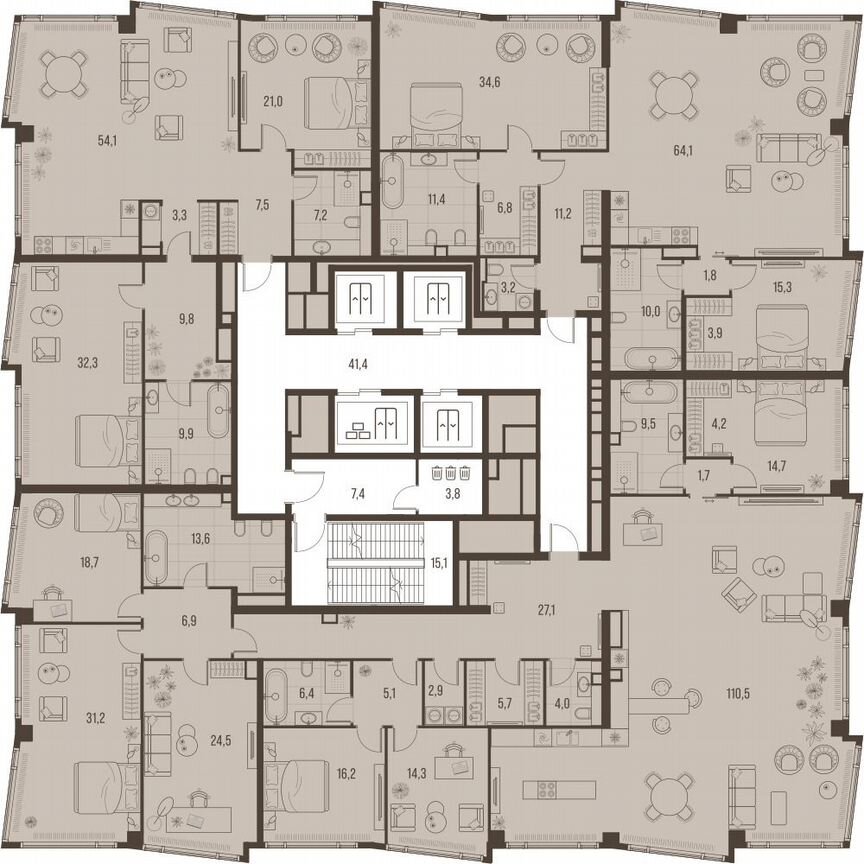 7-к. квартира, 317,2 м², 24/24 эт.