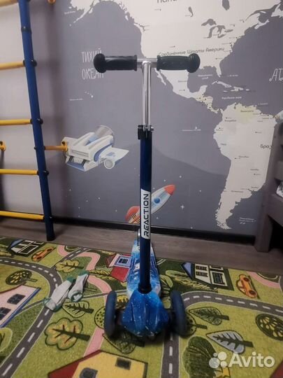 Самокат детский трехколесный reaction mic, 120 мм