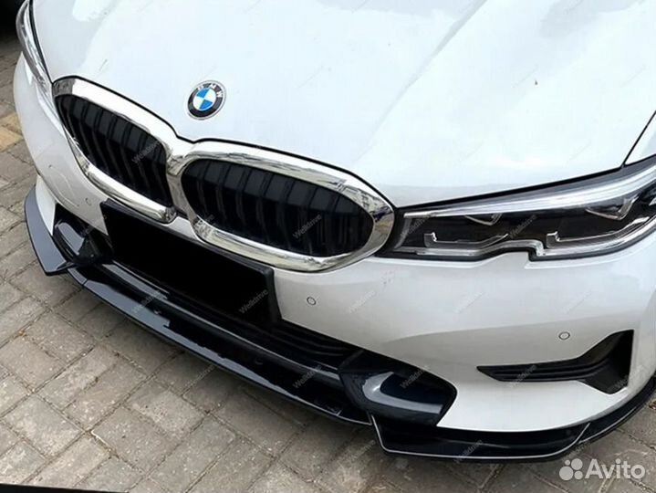 Губа передняя BMW 3 G20 без М пакета черная