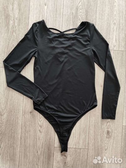 Боди черное 46 48 с длинным рукавом